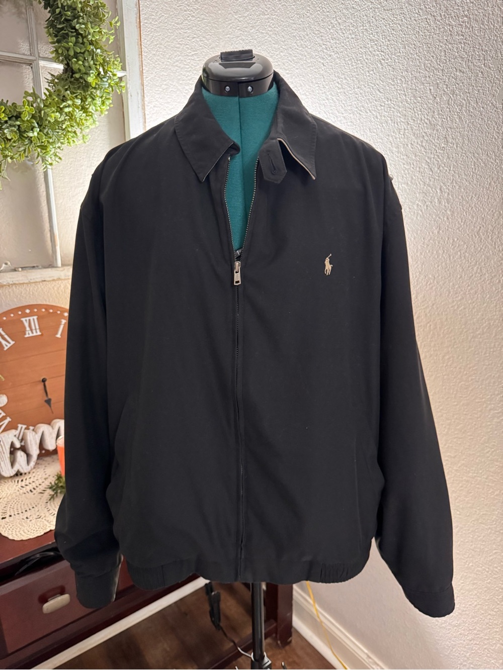 Vintage Polo Ralph Lauren Men’s Black Harrington Golf Jacket Large Full Zip